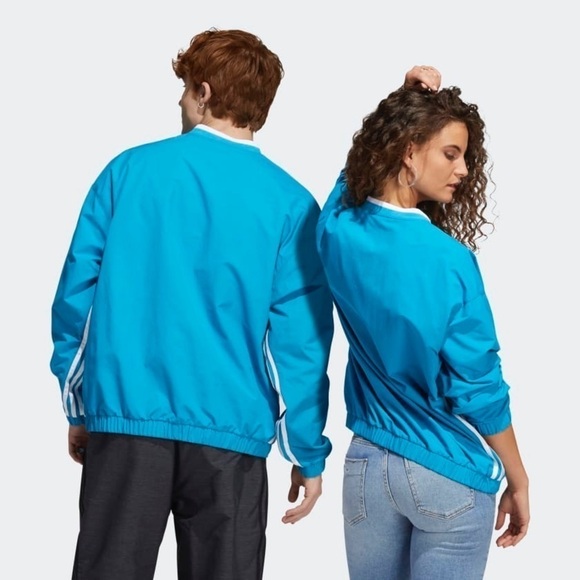 Adidas Wind Pullover Jacket Gender Neutral Teal Blue V Neck EUC - Picture 4 of 14